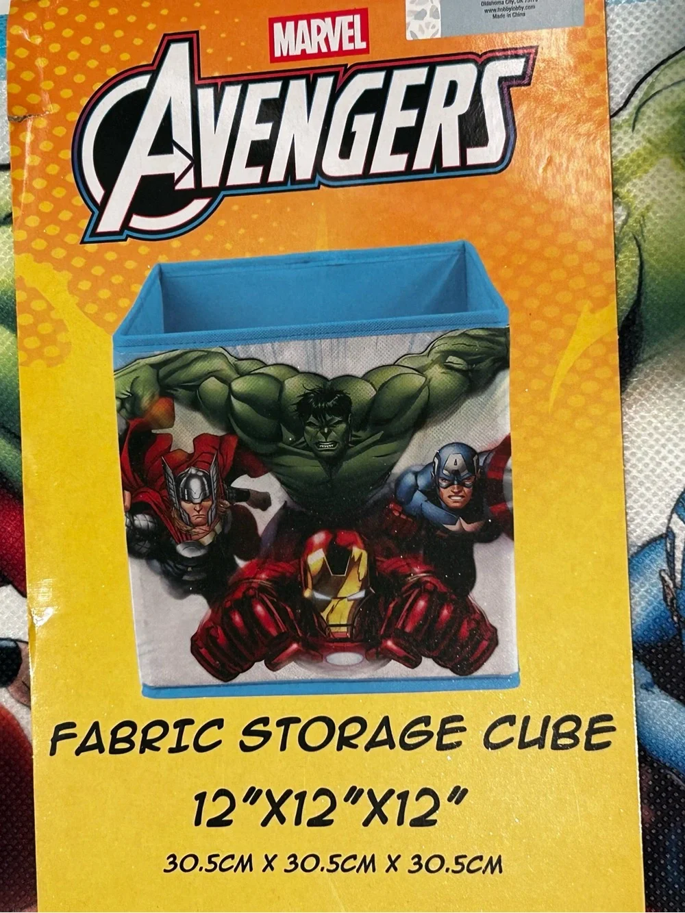 Marvel Avengers Fabric Storage Cube 12x12 Hulk Thor Captain America Iron Man New